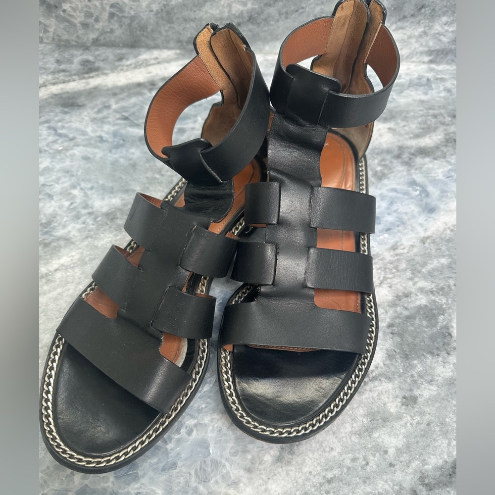 Givenchy Black Leather Roman Sandals